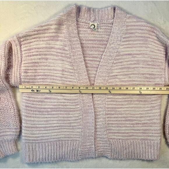 Akemi & Kin Anthropologie Pink White Fuzzy Cardigan Sweater Open Cardi One Size - Picture 10 of 10